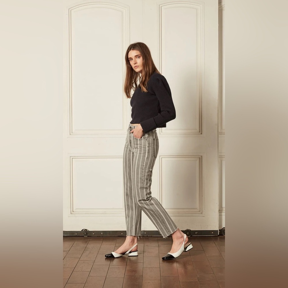 Boyish Tommy Jeans in Devil Is A Woman Gray Striped Cropped Straight, Size 28 - Picture 3 of 16